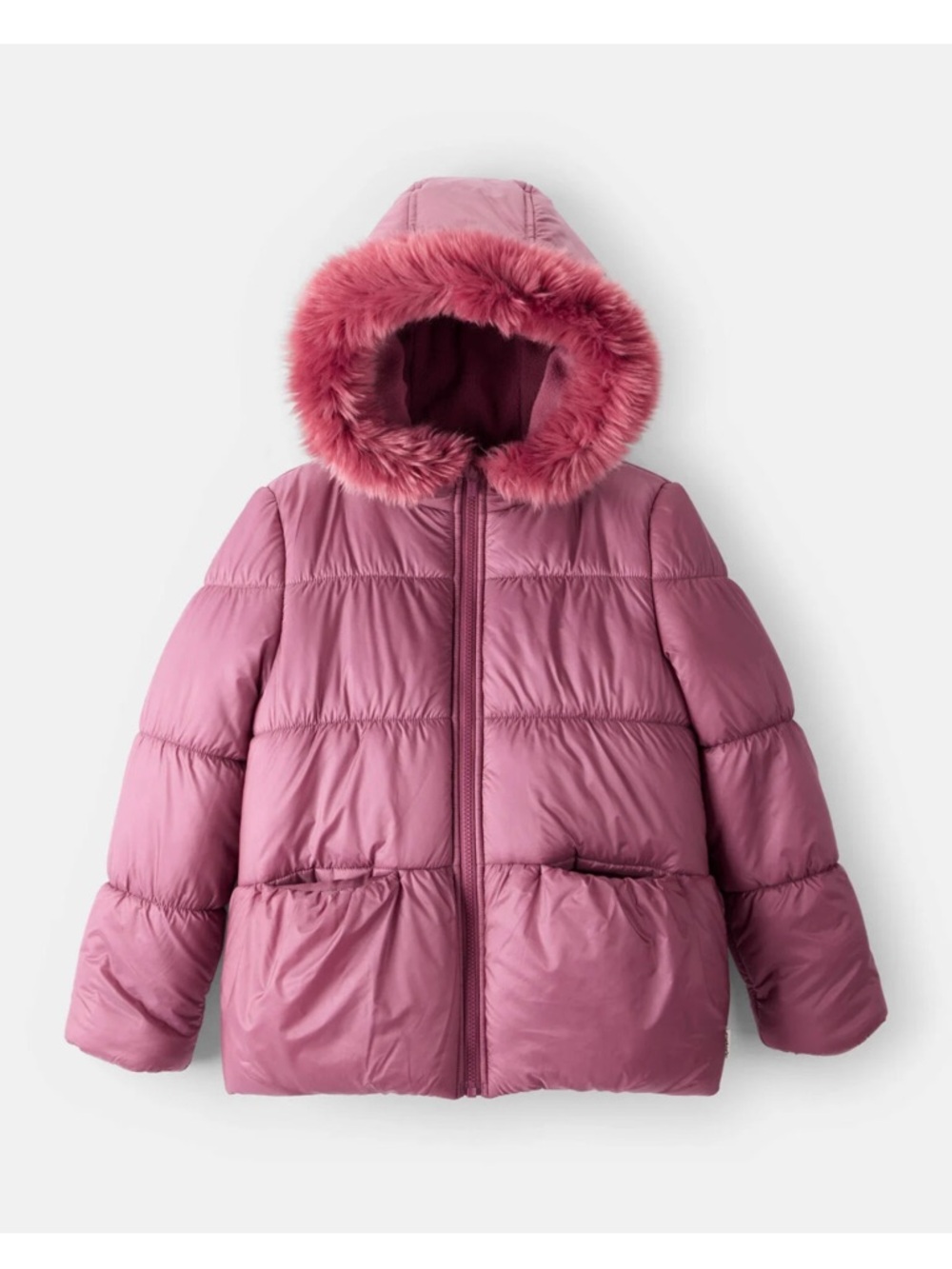 Carters Puffer Jacket with Faux Fur Hood